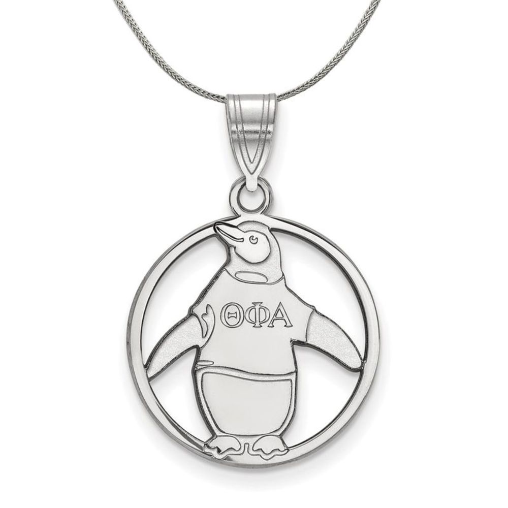 Sterling Silver Theta Phi Alpha Medium Circle Necklace - 16 Inch